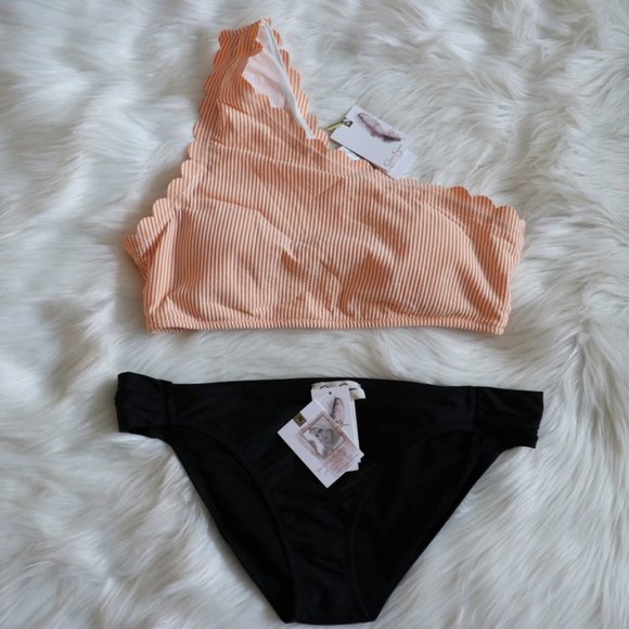 Jessica Simpson Other - Orange One Shoulder Scalloped Bikini Set Sz XL